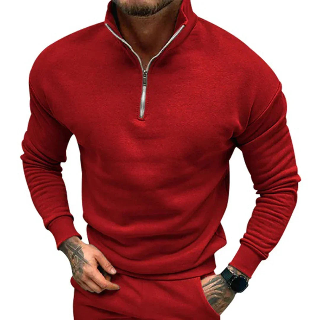 Men's Half Zip Knit Jumper Clean Minimal Pullover Style