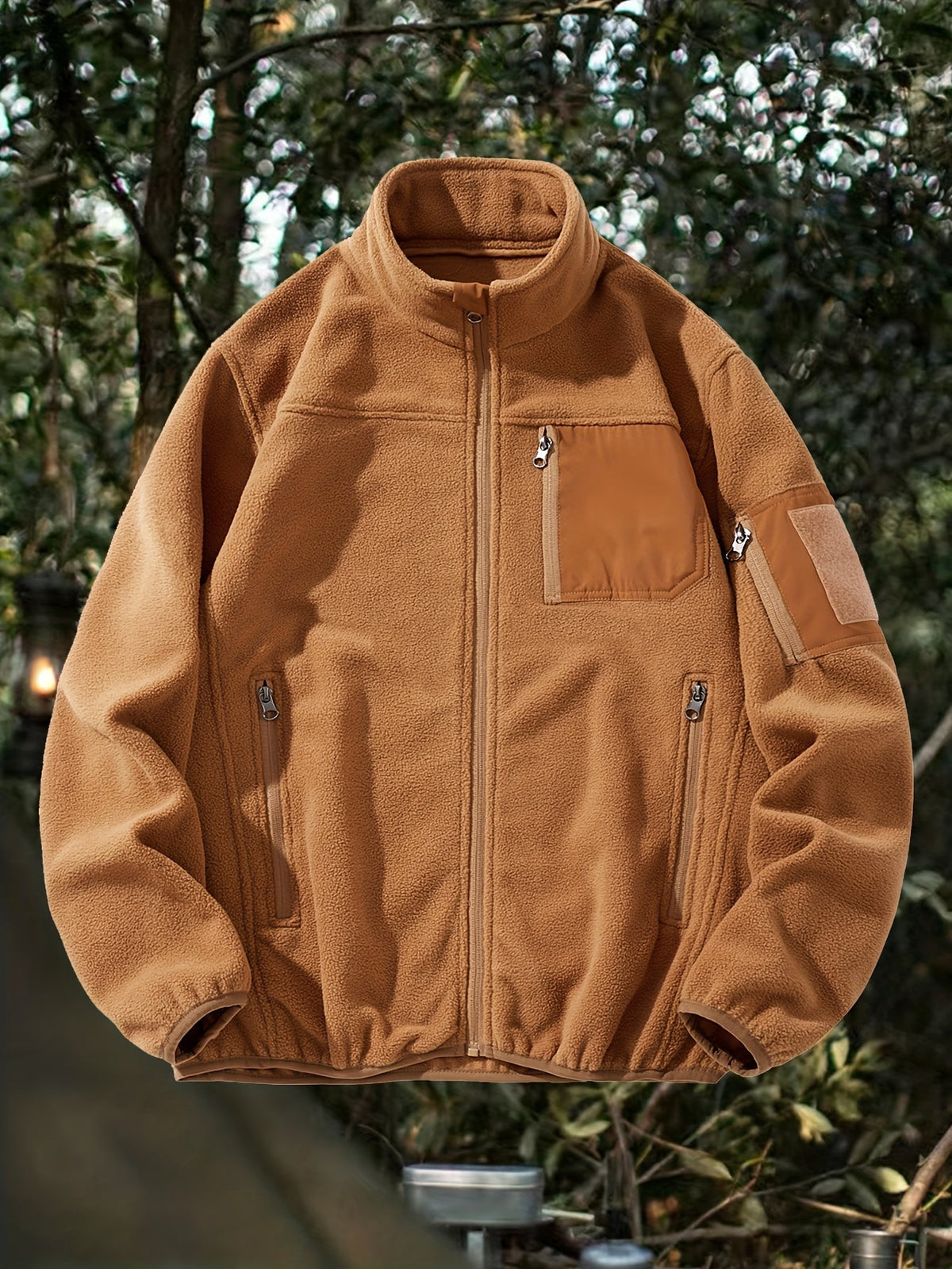 Women's Outdoor Zip Jacket with Stand Collar and Zip Pockets