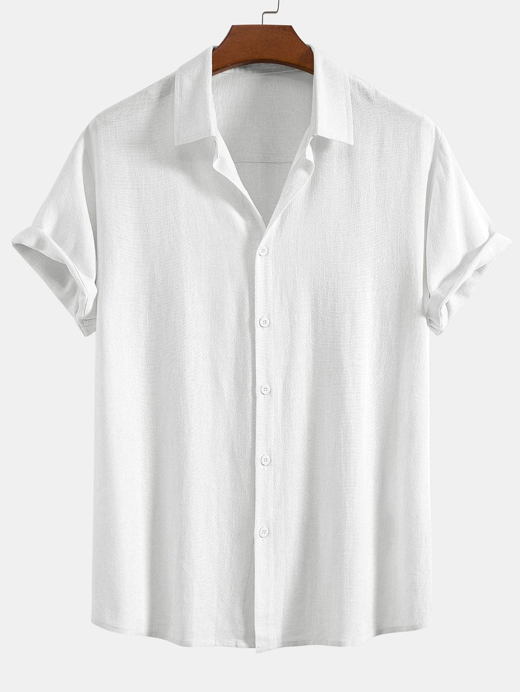 Men's Linen Blend Short Sleeve Shirt Relaxed Button Fit