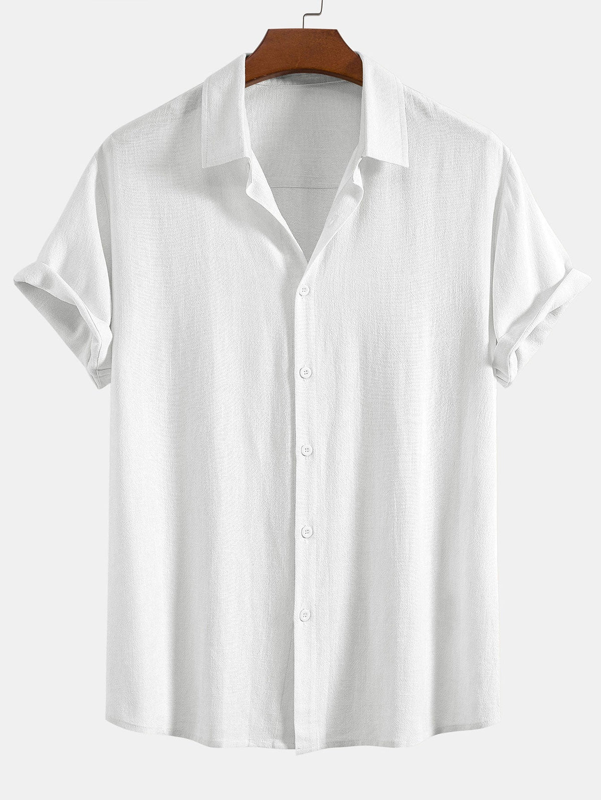 Men's Linen Blend Short Sleeve Shirt Relaxed Button Fit