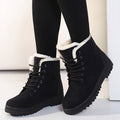 Women's Everyday Lace-Up Ankle Boots with Cosy Lining - Black