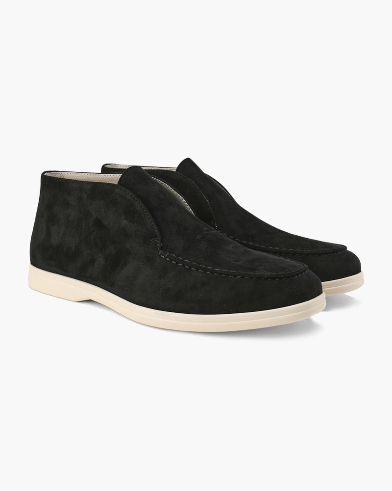 Men's Suede Slip On Loafers Mid Cut Contrast Sole
