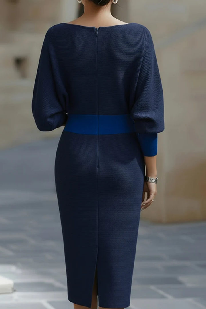 Women's Soft Drape Midi Dress with Wide Sleeves