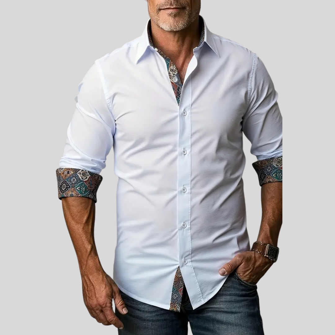 Men's Slim Modern Dress Shirt with Two-Tone Collar