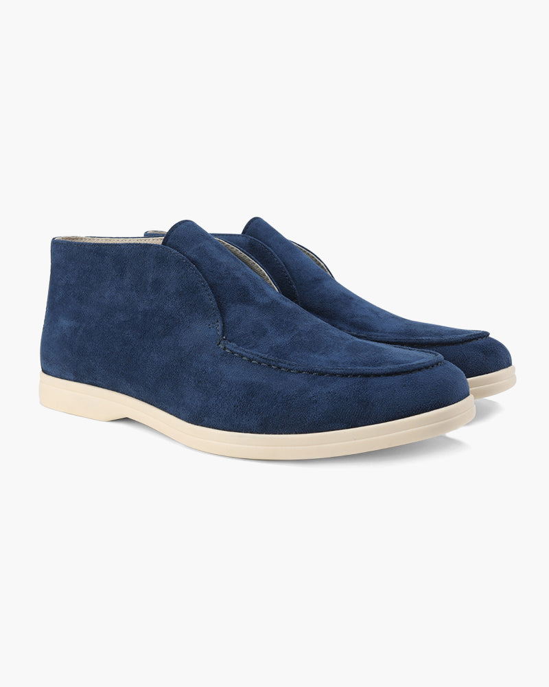 Men's Suede Slip On Loafers Mid Cut Contrast Sole