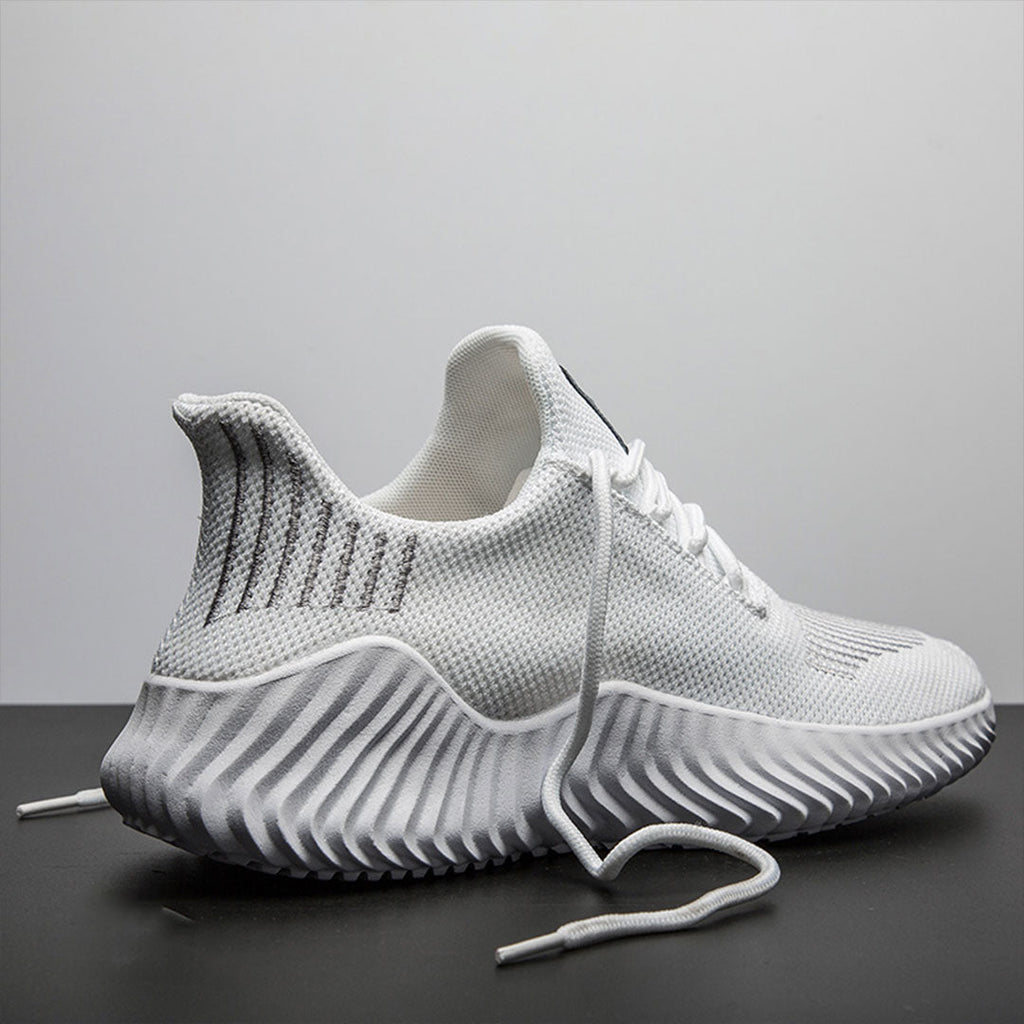 Men's Ventilated Knit Lace-Up Trainers with Padded Collar