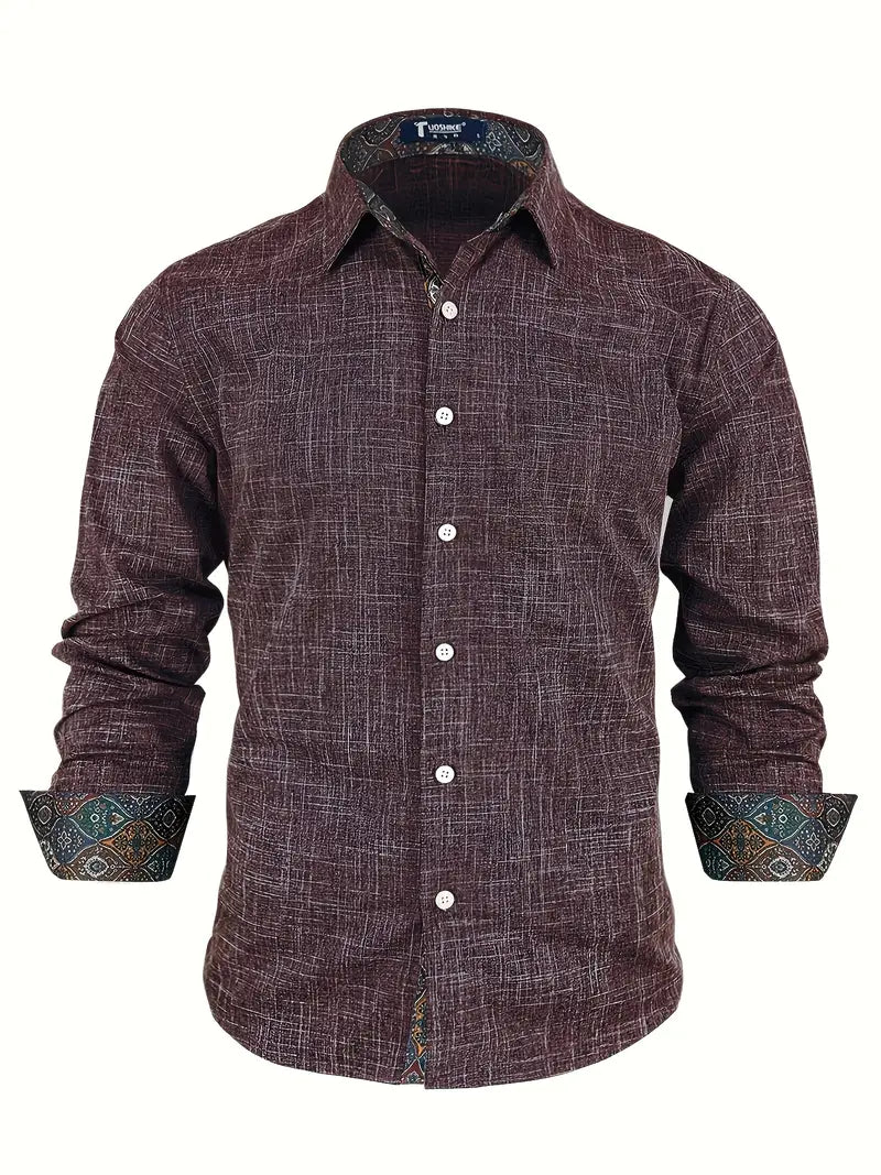 Men's Slim Modern Dress Shirt with Two-Tone Collar