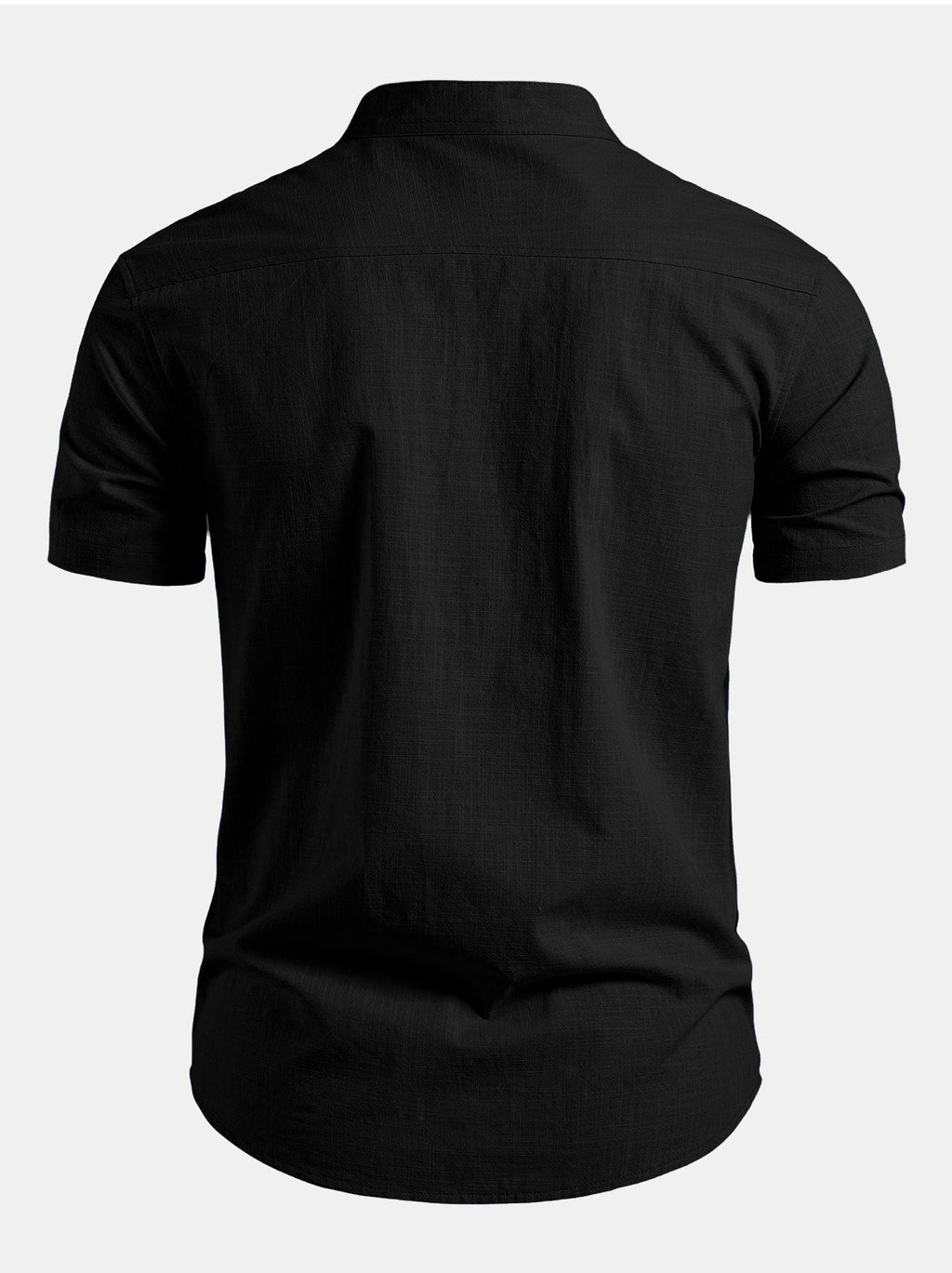 Men's Collarless Band Neck Short Sleeve Shirt