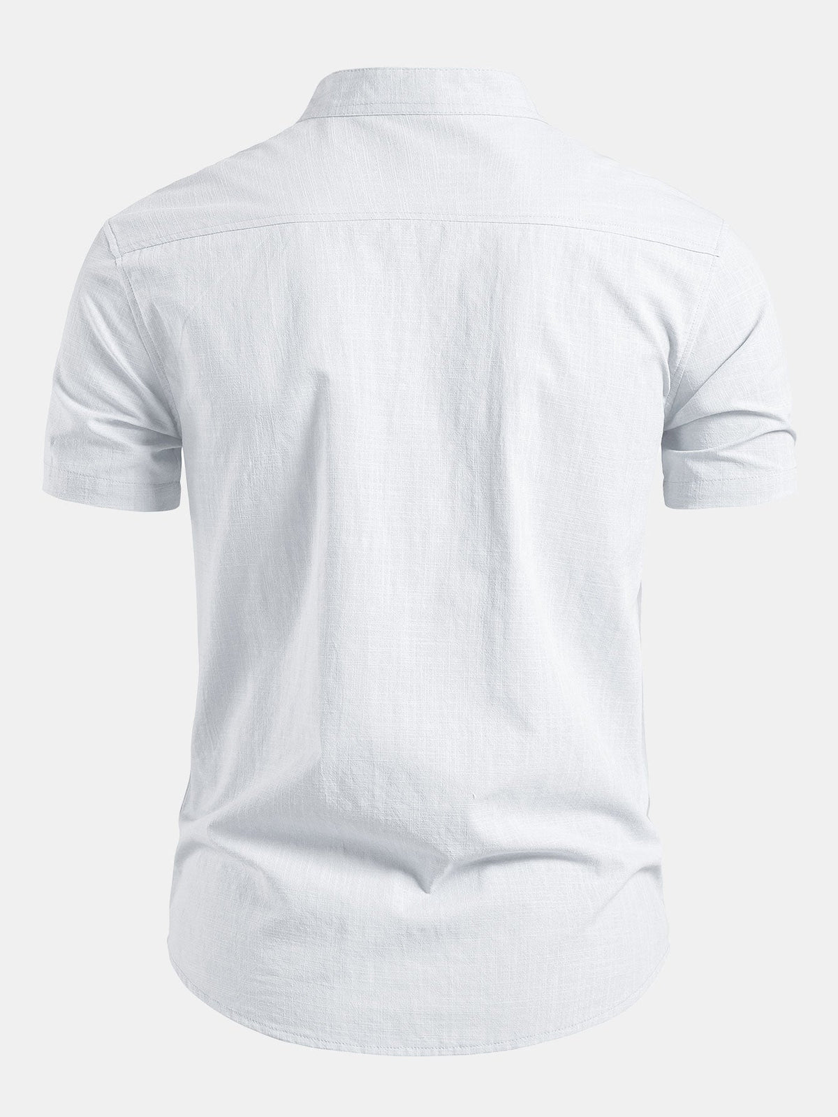 Men's Collarless Band Neck Short Sleeve Shirt