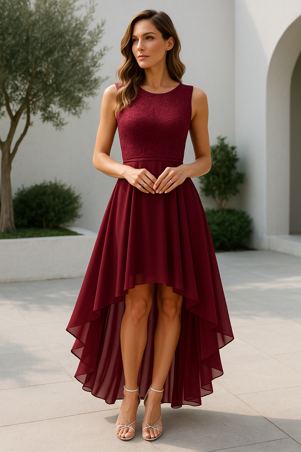 Women's Wedding Guest High-Low Elegant Dress