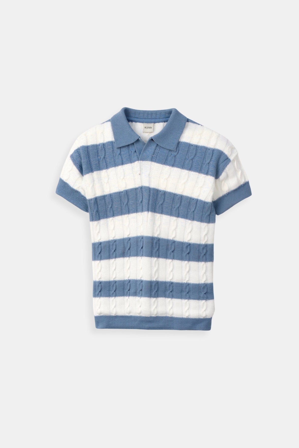 Men's Knitted Stripe Polo Textured Smart Casual Summer Shirt