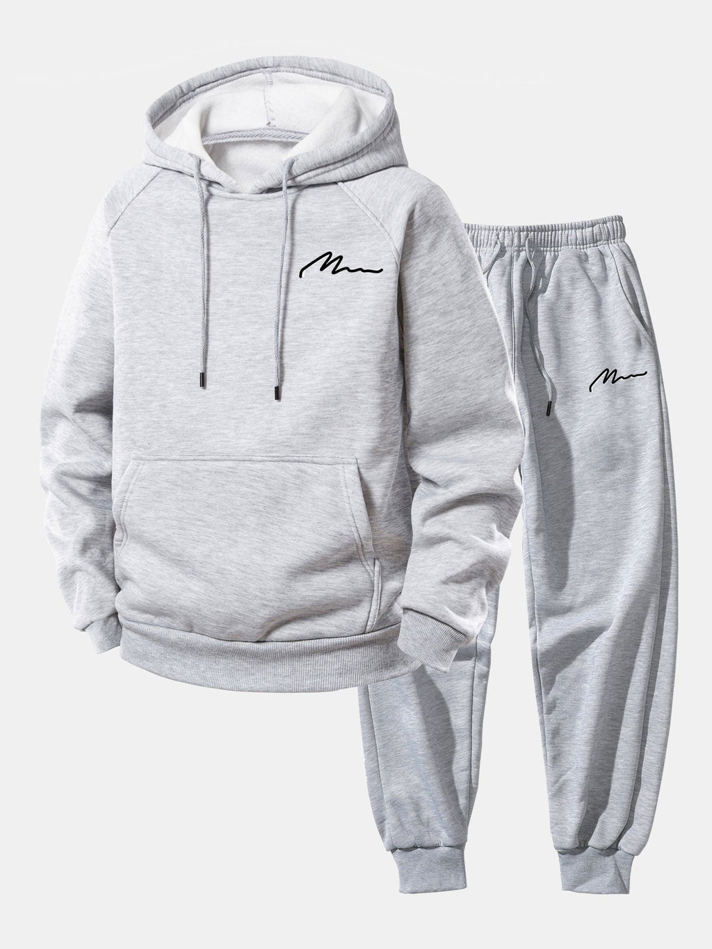 Men's Pullover Hoodie Tracksuit Relaxed Polyester Jogger Co Ord