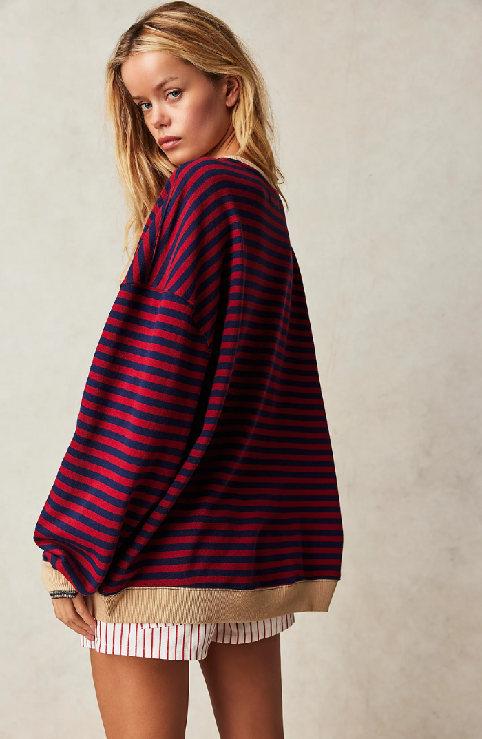 Women's Printed Crew-Neck Sweatshirt – Relaxed Spring Layer