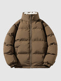 Men's Horizontal-Quilt Puffer With Plush Fleece Interior - Brown