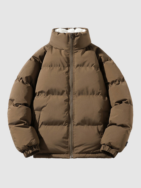 Men's Horizontal-Quilt Puffer With Plush Fleece Interior - Brown