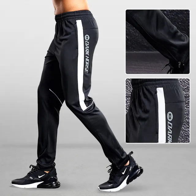 Men's Zip Pocket Tapered Joggers Elastic Waist – White