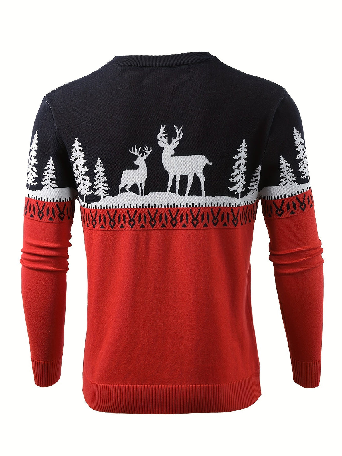 Women's Red Reindeer Motif Christmas Knit Pullover