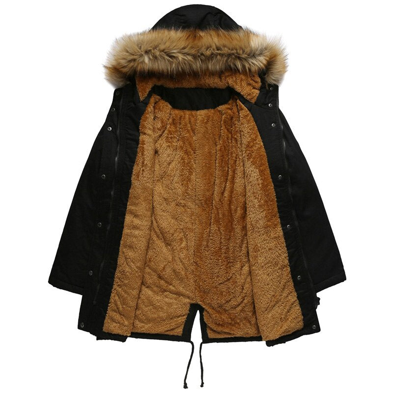 Women's Adjustable Waist Hooded Parka With Faux-Fur Trim