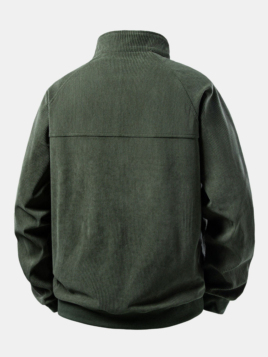 Men's Fine Cord Raglan Sleeve Pullover with Zip Collar