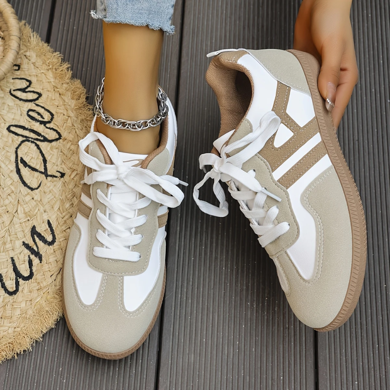 Women's Roomy Wide Toe Box Everyday Comfort Trainers - White And Brown