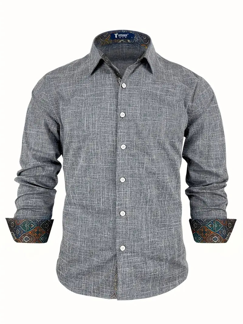 Men's Slim Modern Dress Shirt with Two-Tone Collar