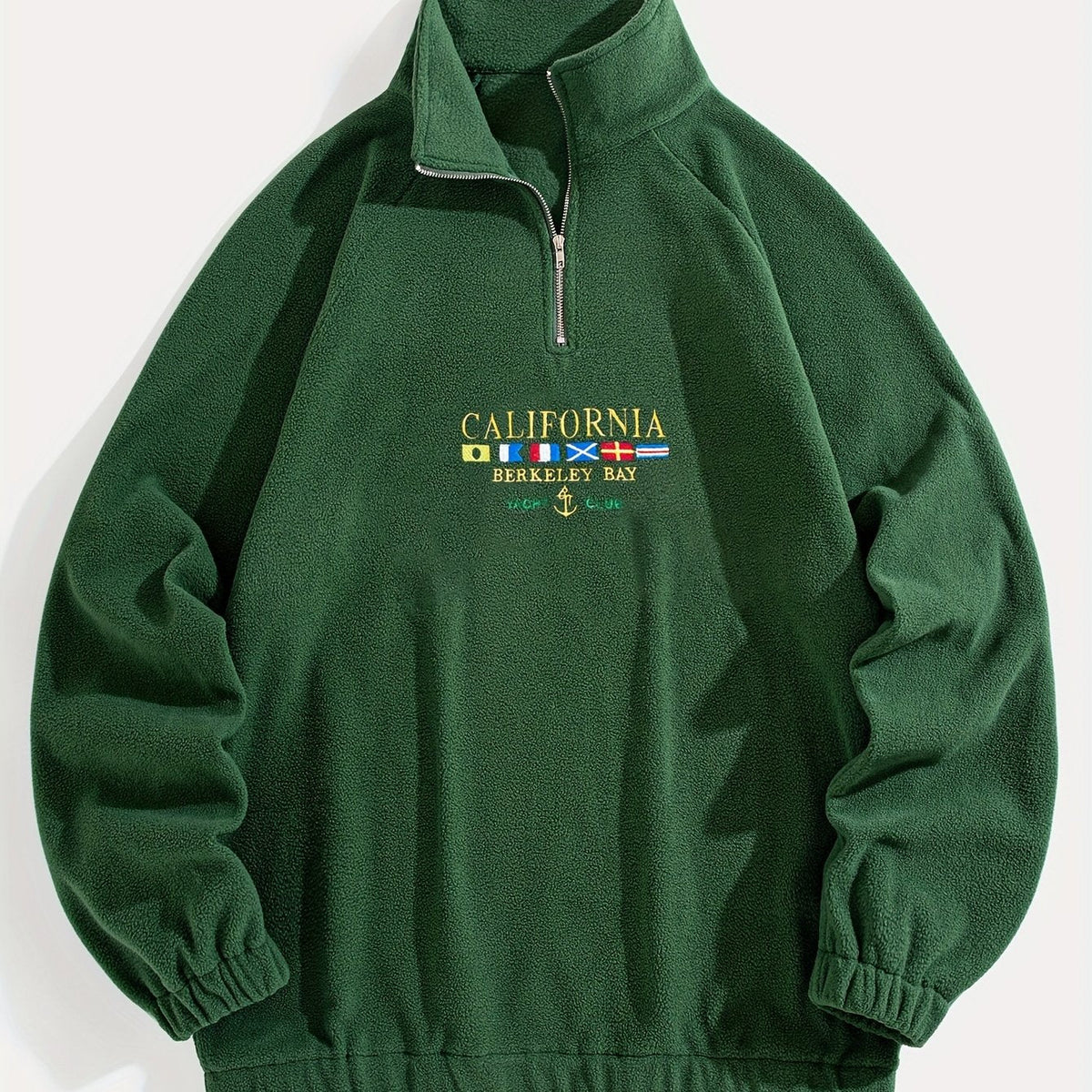 Women's Brushed Stand Collar Zip Neck Pullover - Green