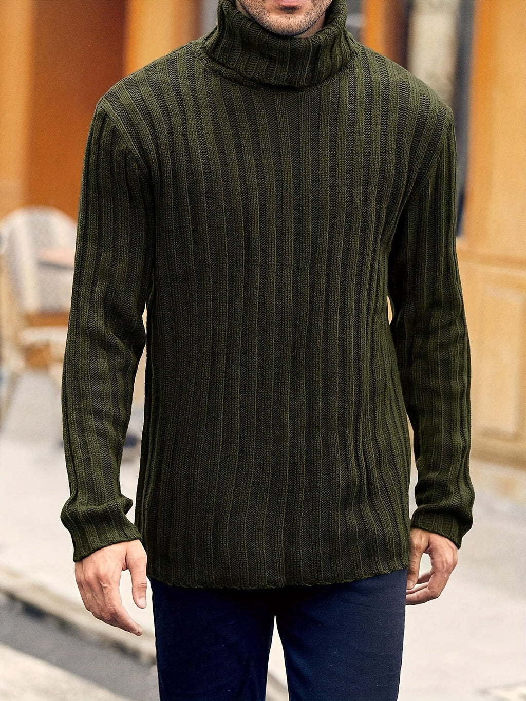 Women's Relaxed Rib Knit High Neck Jumper