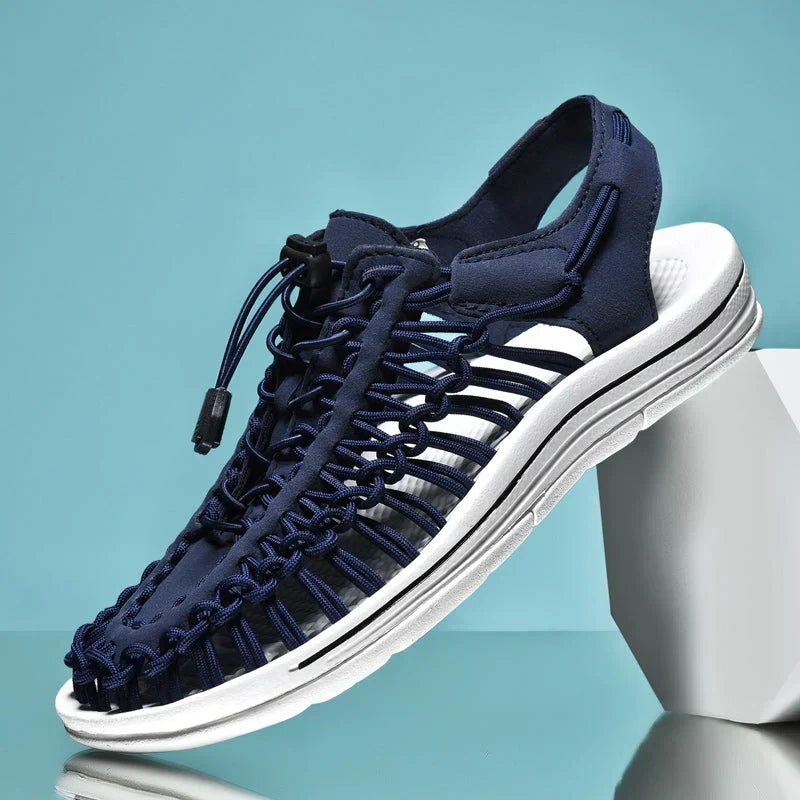 Men's Closed Toe Mesh Sandals Adjustable Lace Summer Footwear