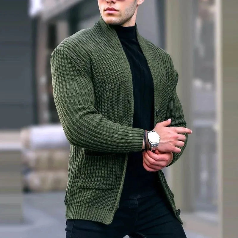 Men's Relaxed Fit Knit Cardigan with Pockets Lightweight Urban