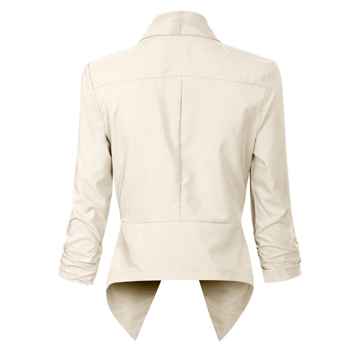 Women's Open-Front Blazer – Ruched-Sleeve Smart Layer