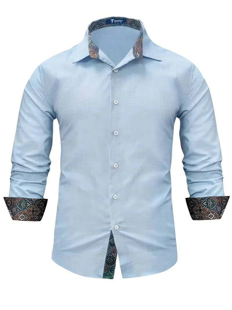 Men's Slim Modern Dress Shirt with Two-Tone Collar