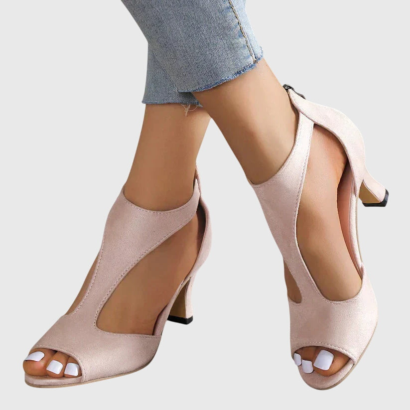 Women's Lightweight Flexible Comfort Heels with Steady Base - Pink
