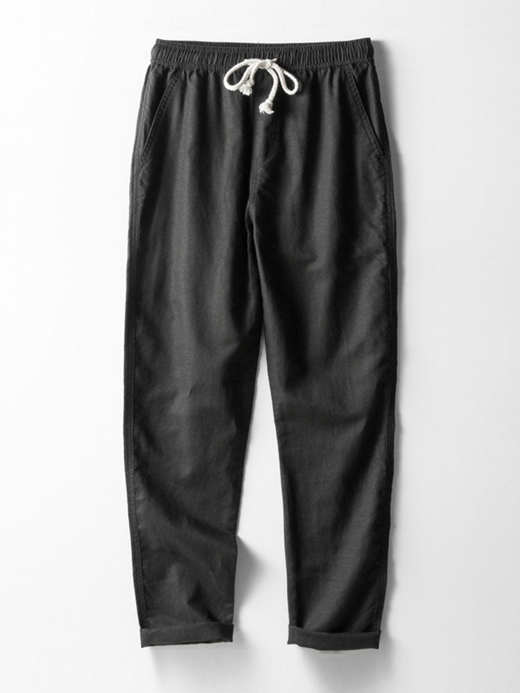 Men's Open Knit Shirt and Linen Blend Trousers Set