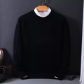 Men's Rib Trim Crew Neck Knit Jumper - Black