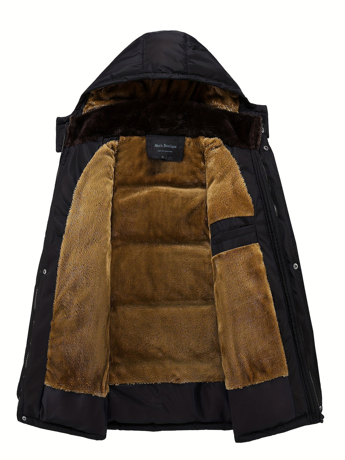 Women's Black Zip Front Insulated Hooded Coat