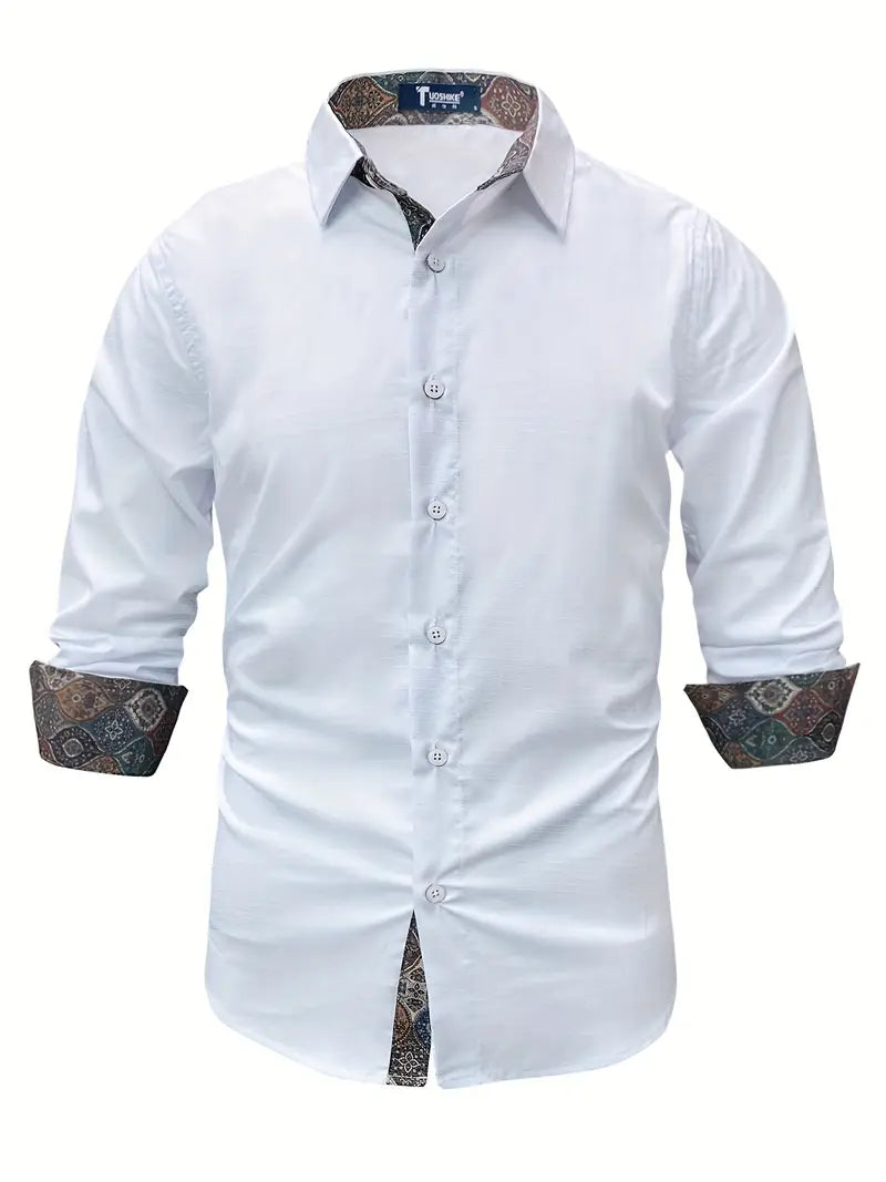 Men's Slim Modern Dress Shirt with Two-Tone Collar