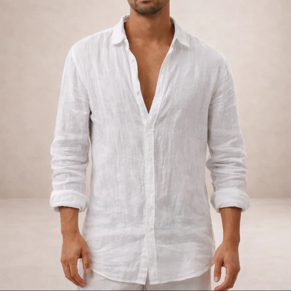 Men's Regular Fit Linen Button Down Casual Shirt