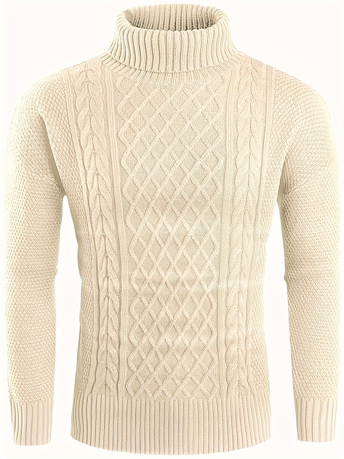 Women's Plus Size Cable Pattern High Neck Knit
