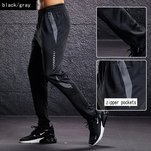 Men's Zip Pocket Tapered Joggers Elastic Waist – Black