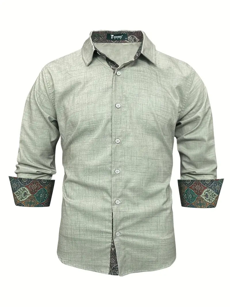 Men's Slim Modern Dress Shirt with Two-Tone Collar