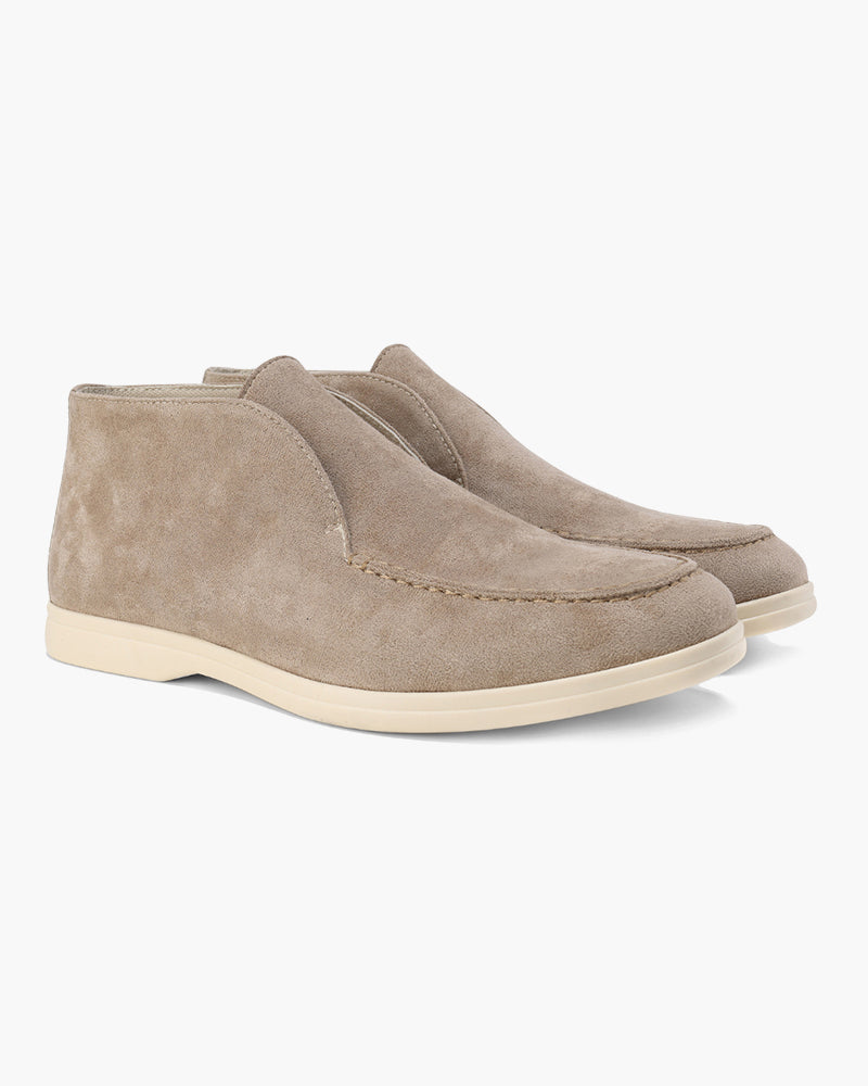 Men's Suede Slip On Loafers Mid Cut Contrast Sole