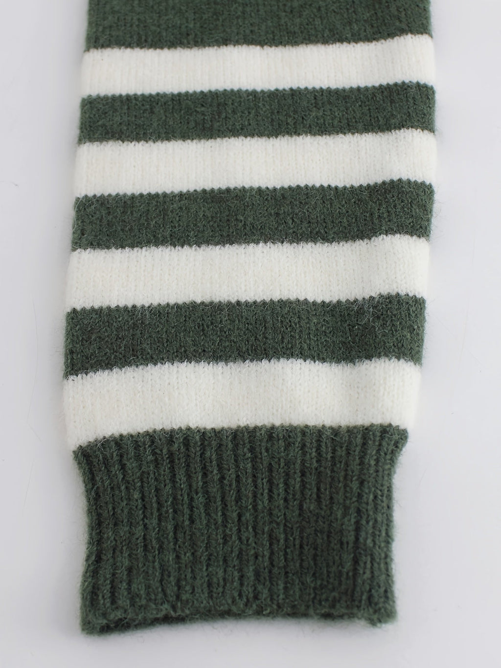 Women's Round Neck Rib Knit Jumper with Stripe Trim Sleeves