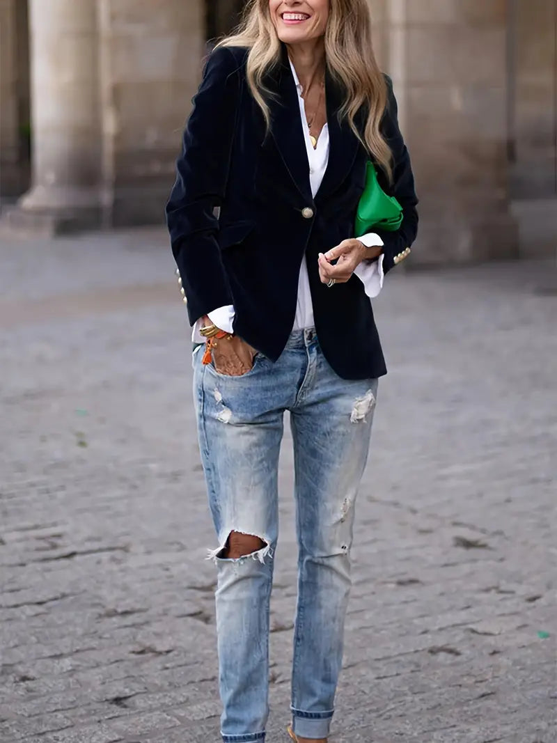 Women's Velvet Evening Blazer with Subtle Sheen