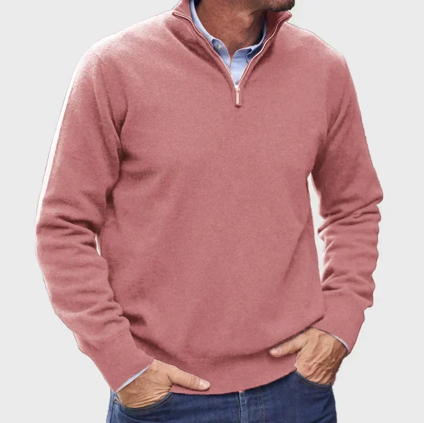 Men's Quarter Zip Sweater Refined Knit Layer for Smart