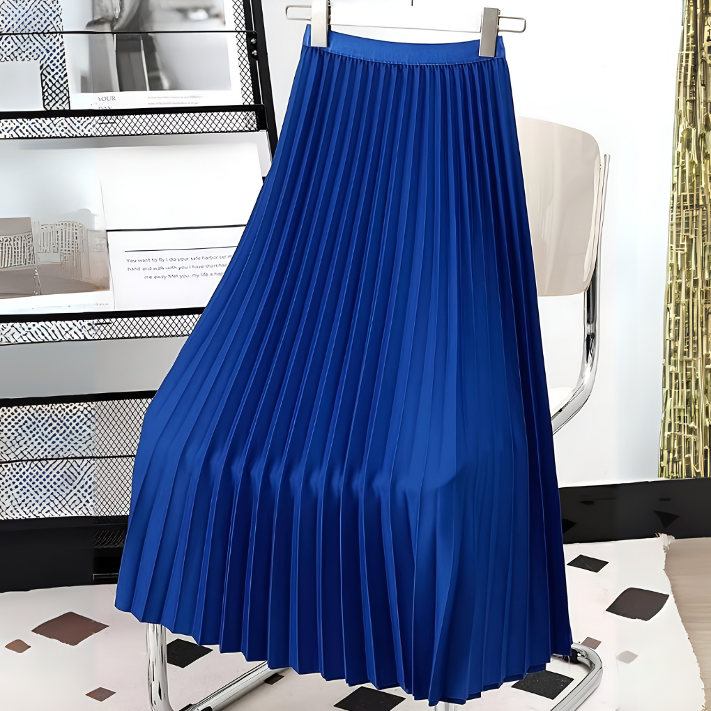 Women's Pleated Midi Skirt High Waist A-Line Style