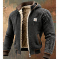 Men's Thermal Fleece-Lined Quilted Zip-Up Hooded Coat - Dark Grey