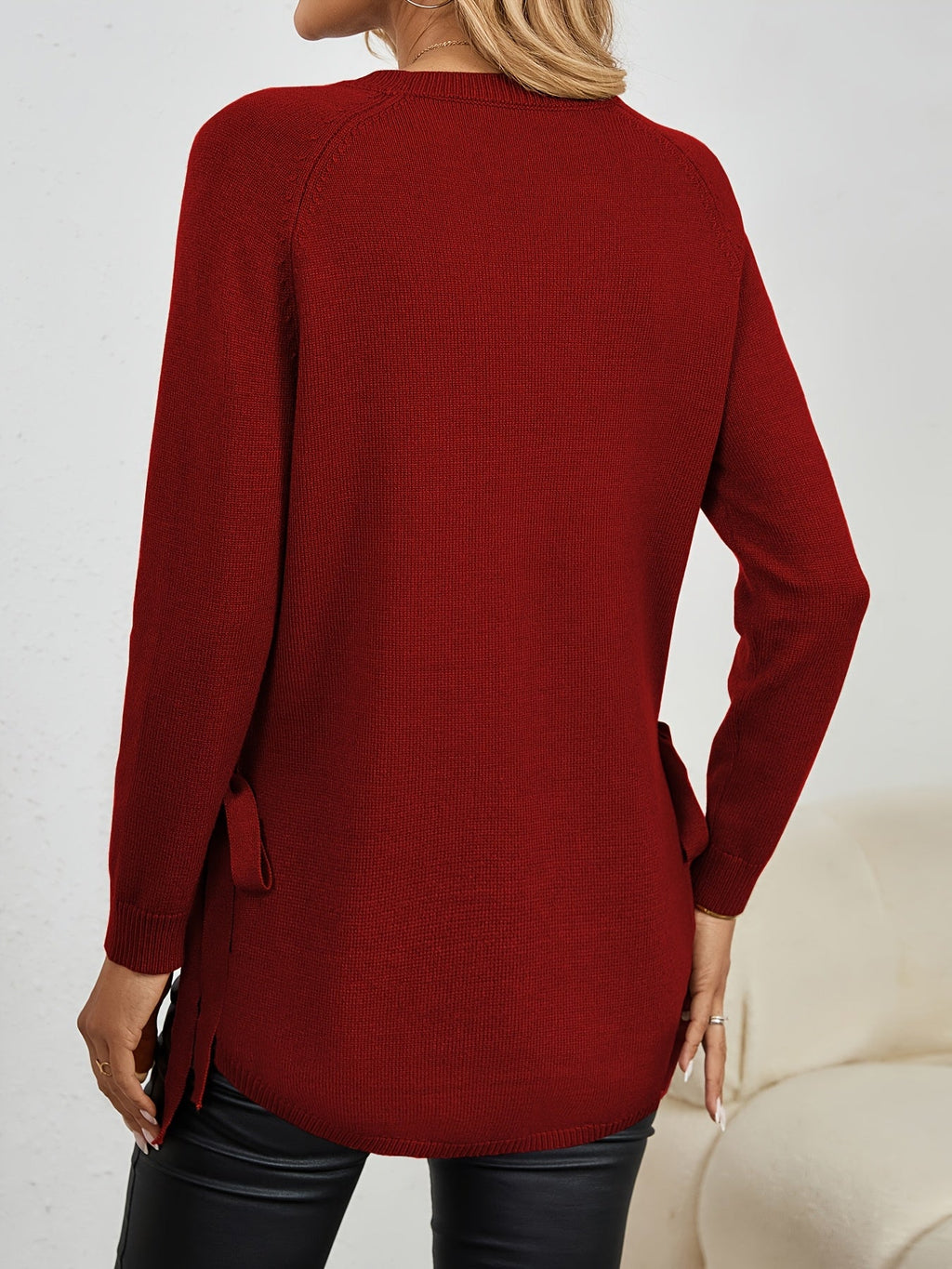 Women's Relaxed Longline Pullover Knit with Side Split Hem
