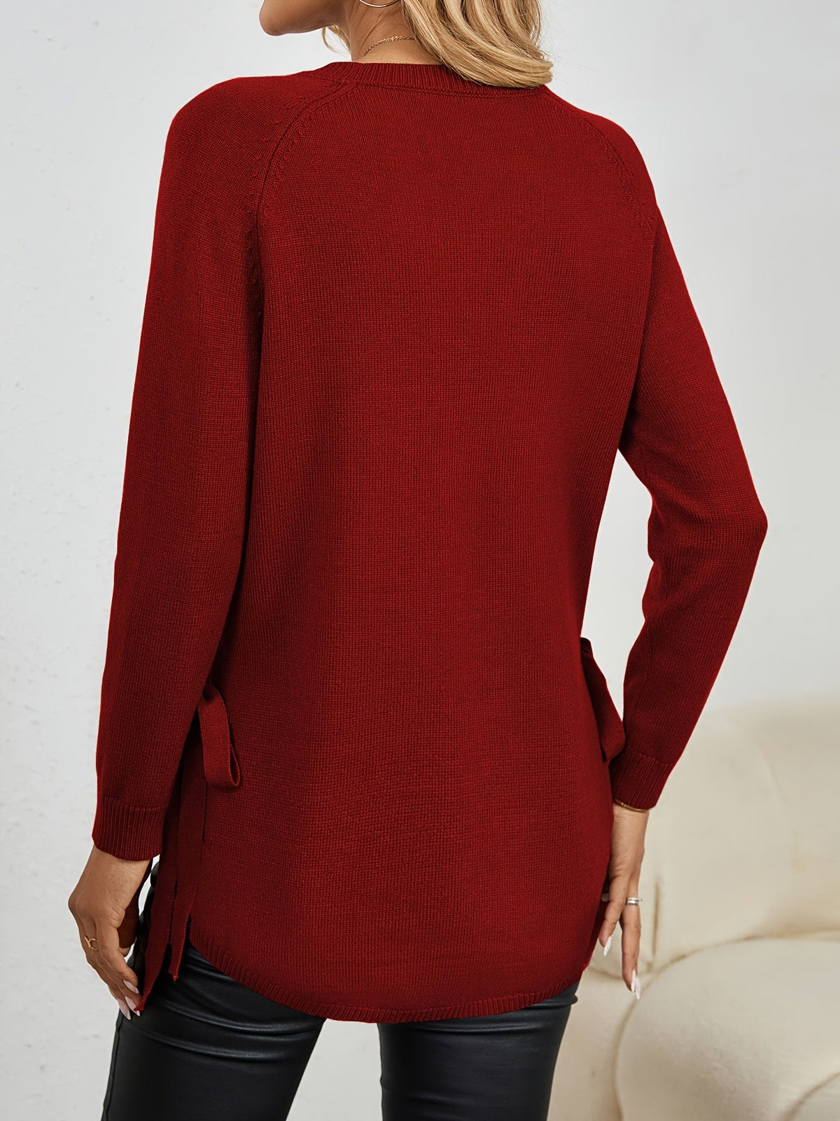 Women's Relaxed Longline Pullover Knit with Side Split Hem