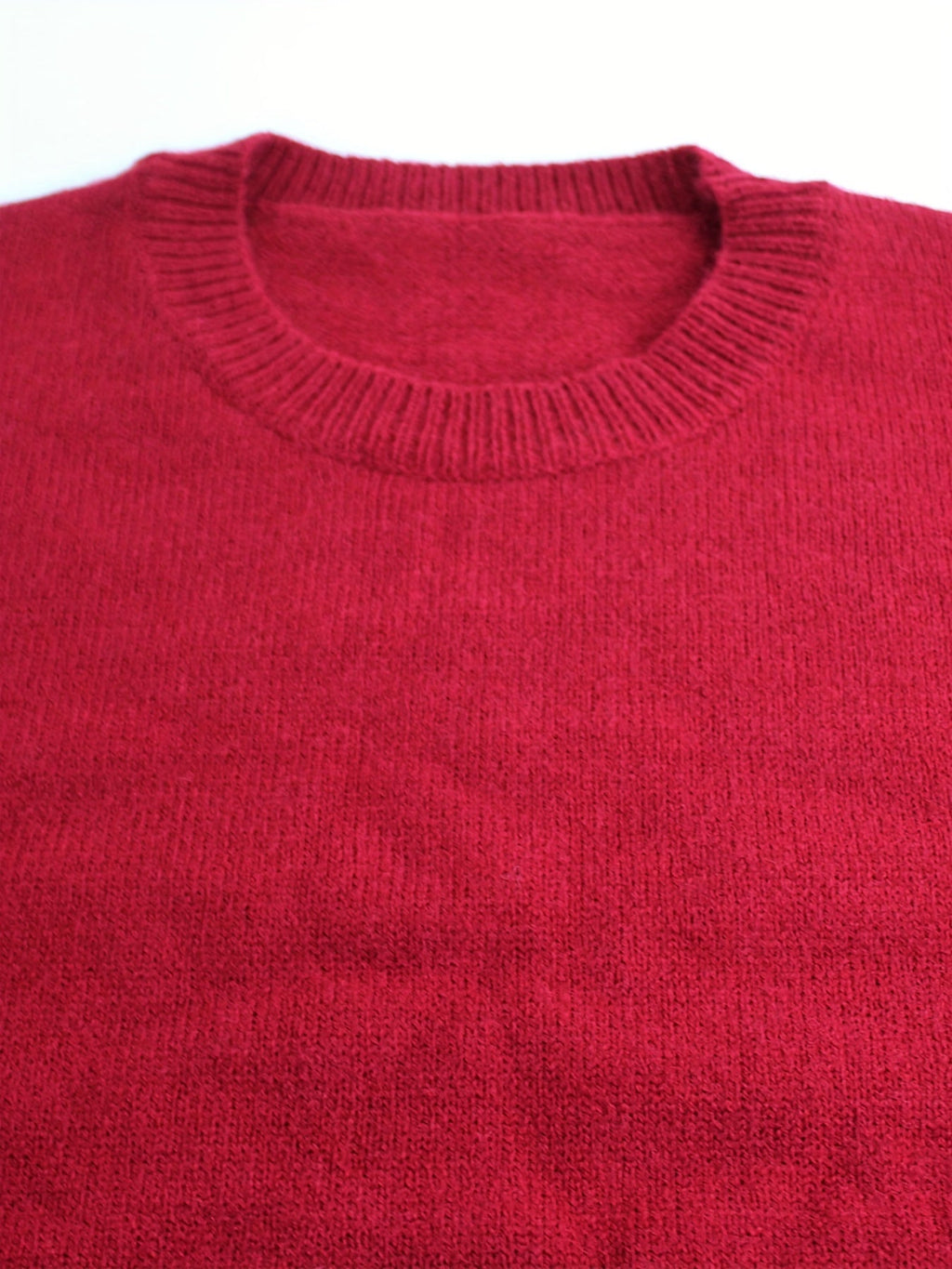 Women's Round Neck Rib Knit Jumper with Stripe Trim Sleeves