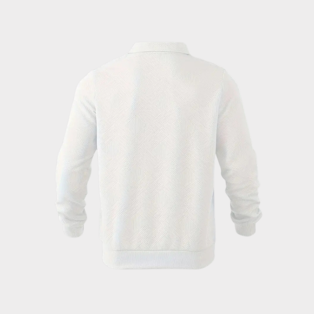 Men's Textured Half Zip Sweatshirt Smart Casual Polo Style